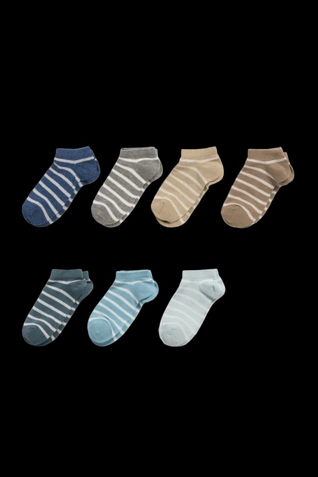 Multipack of 7 - trainer socks - striped