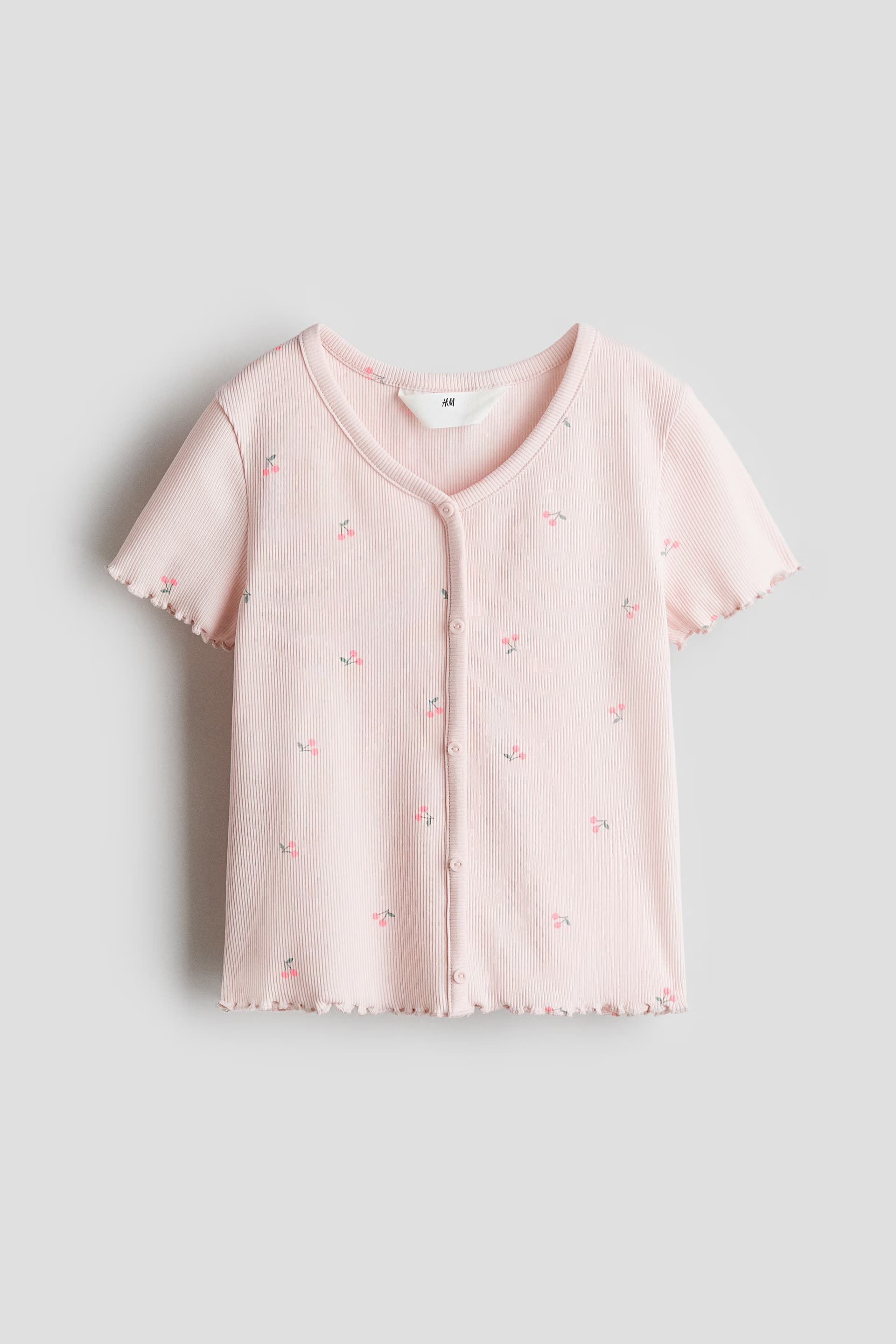 Button-Detail Ribbed Top